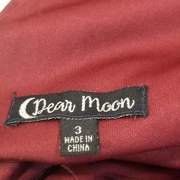 Dear Moon 3 Dress Gown Burgundy Deep V Neck High Slit Stretch Padded Cup Prom - Picture 8 of 9